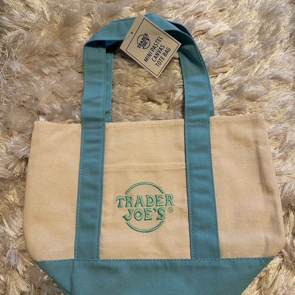 Trader Joe's - Mini Pastel Canvas Tote - baby sky blue